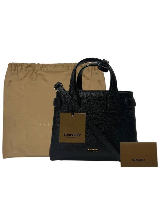 House Check Banner Baby Leather Tote Bag Black - BURBERRY - BALAAN 10