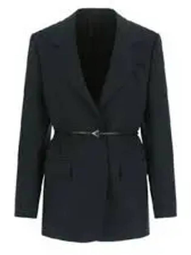 Belted Wool Blazer Jacket Green - BOTTEGA VENETA - BALAAN 2