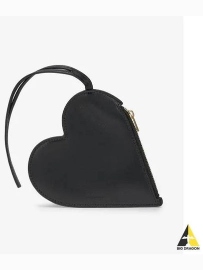 Heart-Shaped Leather Pouch Bag Black - JIL SANDER - BALAAN 2