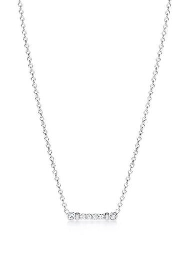 Key Bar Pendant Platinum Diamond Necklace Silver - TIFFANY & CO. - BALAAN 1