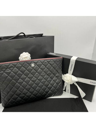 Classic Large Clutch Caviar Black Silver A82552 - CHANEL - BALAAN 1