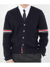 Milano Stitch Sprite Armband Cotton V-neck Cardigan Navy - THOM BROWNE - BALAAN 2