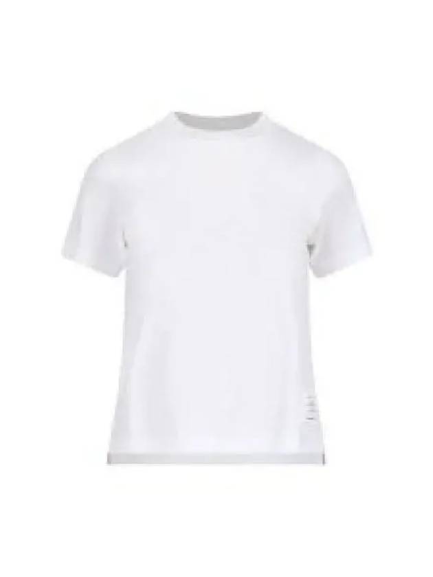 Logo Patch Lightweight Jersey Relaxed Fit Short Sleeve T-Shirt White - THOM BROWNE - BALAAN 2