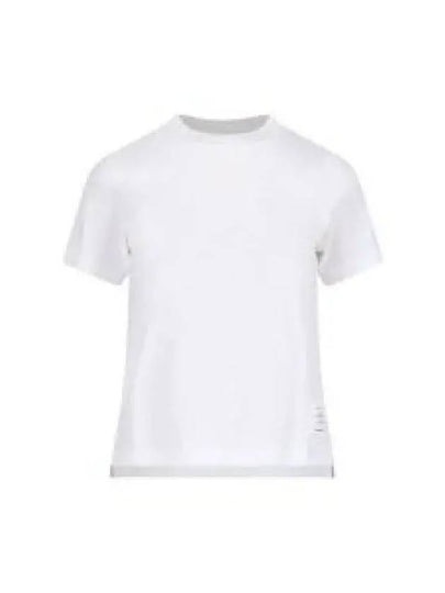 Logo Patch Lightweight Jersey Relaxed Fit Short Sleeve T-Shirt White - THOM BROWNE - BALAAN 2