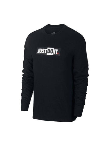 JDI Logo Round Neck Cotton Long Sleeve T-Shirt Black - NIKE - BALAAN 1