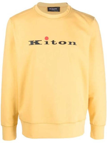 Logo Print Cotton Sweatshirt Yellow - KITON - BALAAN 1