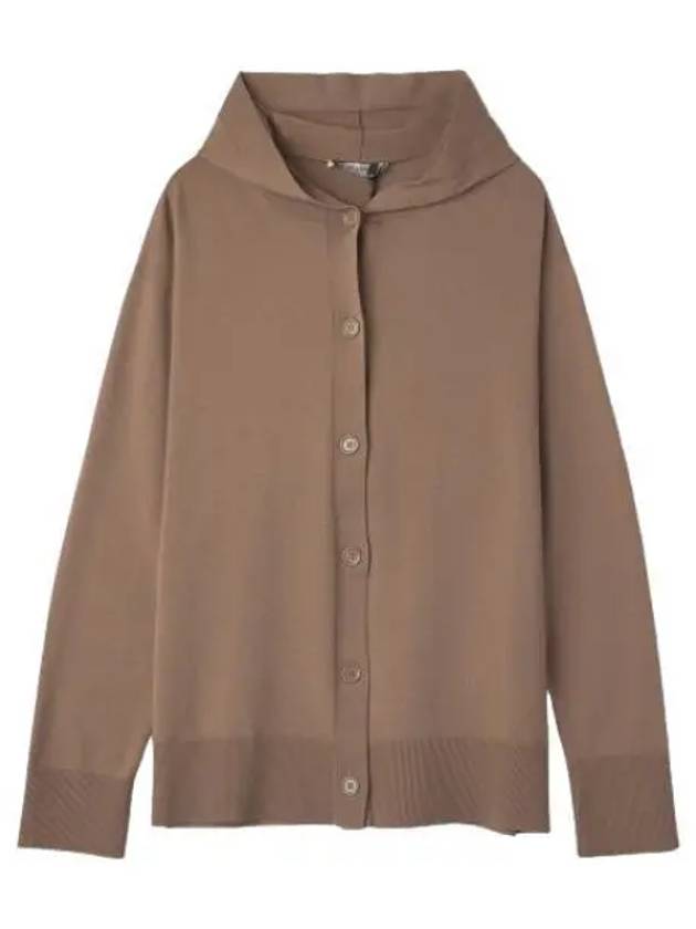 Pordoi virgin wool hooded cardigan brown - S MAX MARA - BALAAN 1