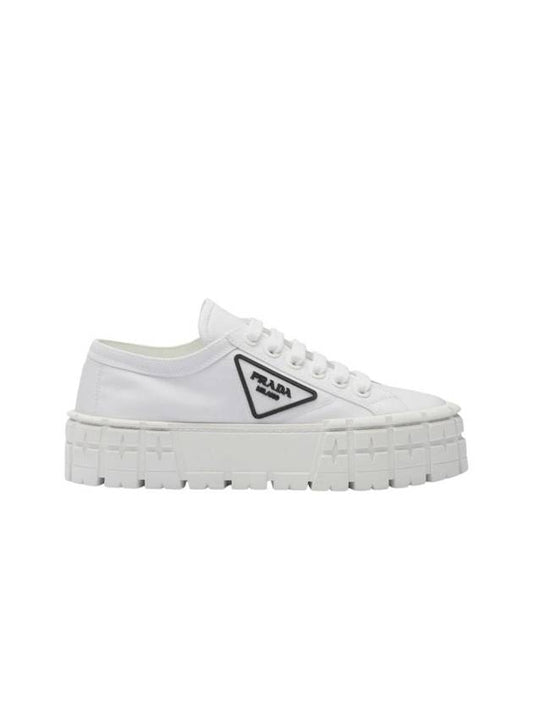 Double Wheel Re-Nylon Gabardine Low-Top Sneakers White - PRADA - BALAAN 1