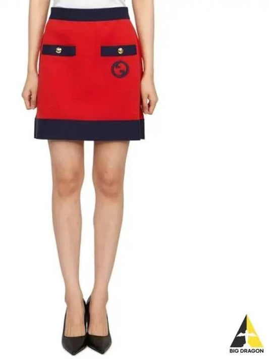 Women's Interlocking A-Line Skirt Red - GUCCI - BALAAN 2