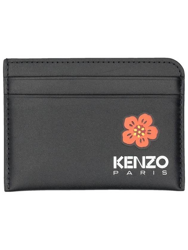 Boke Flower Leather Card Wallet Black - KENZO - BALAAN 1