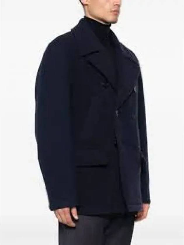 Boucle Wool Midi Double Coat Navy - MARNI - BALAAN 2