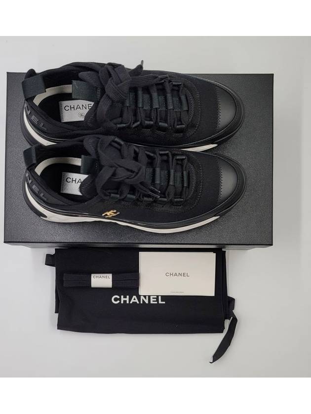 Mixed Fibers Velvet Calfskin Low Top Sneakers Black - CHANEL - BALAAN 8