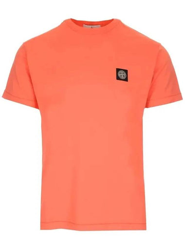 Logo Patch Short Sleeve T-Shirt Orange - STONE ISLAND - BALAAN 1