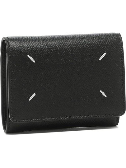 Stitch Leather Tri-Fold Half Wallet Black - MAISON MARGIELA - BALAAN 2