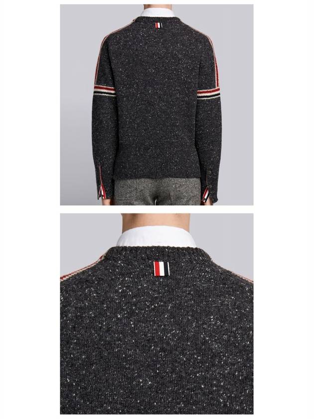 Intarsia Mohair Arm Banding Tweed Knit Top Dark Grey - THOM BROWNE - BALAAN 7