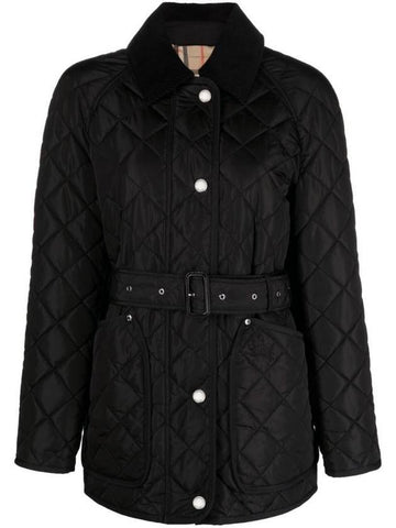 Diamond Quilted Nylon Jacket Black - BURBERRY - BALAAN 1