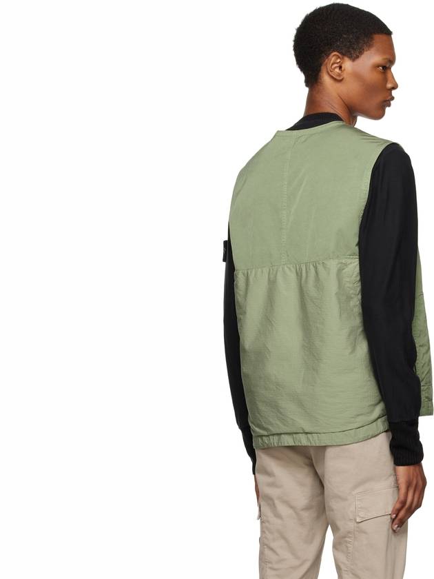 Cupro Cotton Twill TC Logo Patch Vest Green - STONE ISLAND - BALAAN 3