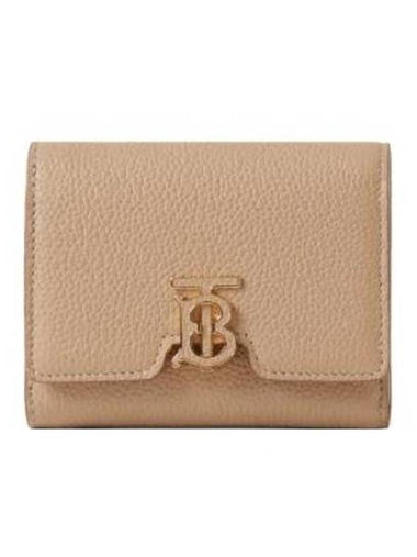 TB Grainy Leather Half Wallet Oat Beige - BURBERRY - BALAAN 1