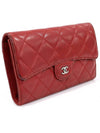 A31506 Red Lambskin Silver CC Logo Classic Flap Long Wallet 14th - CHANEL - BALAAN 3