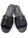 Logo Leather Slide Slippers Black - PRADA - BALAAN 2