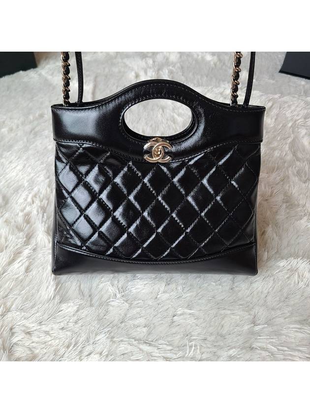 31 Bag Mini Shoulder Shiny Lambskin Gold Black AS4133 - CHANEL - BALAAN 4