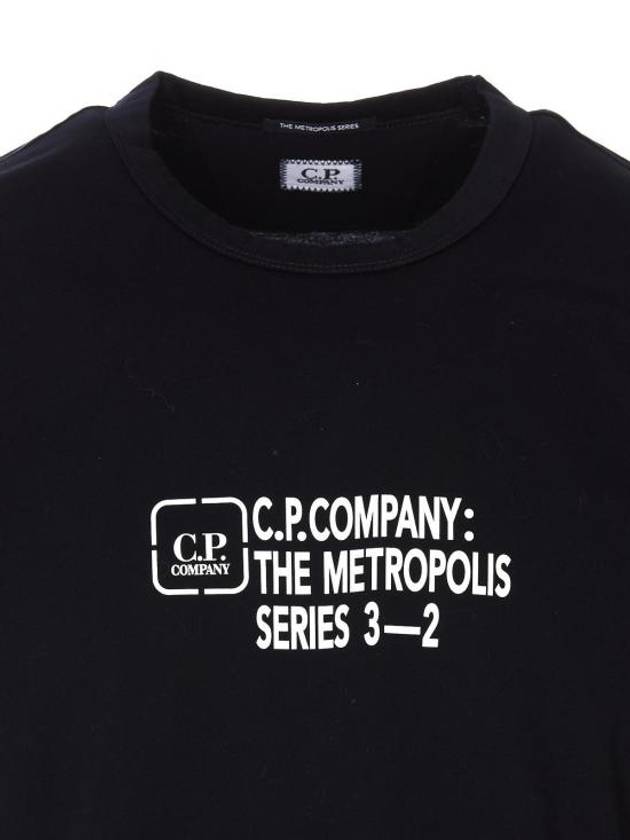 Metropolis Series Mercerized Jersey Reverse Graphic Short Sleeve T-Shirt Navy - CP COMPANY - BALAAN 5