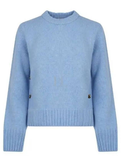 Metal Note Button Wool Knit Top Blue - BOTTEGA VENETA - BALAAN 2