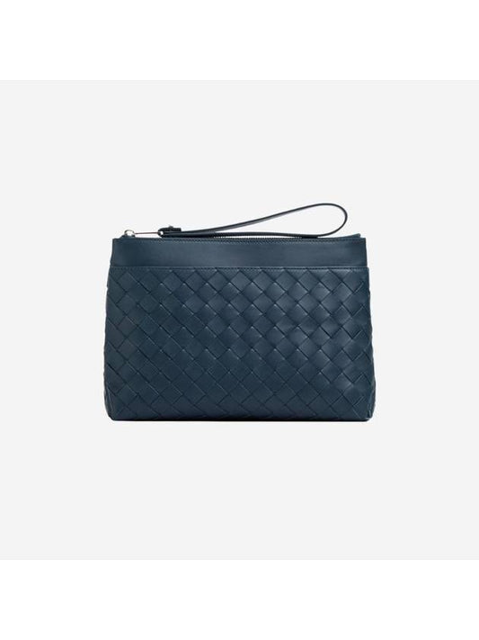 Leather Pouch Deep Blue - BOTTEGA VENETA - BALAAN.