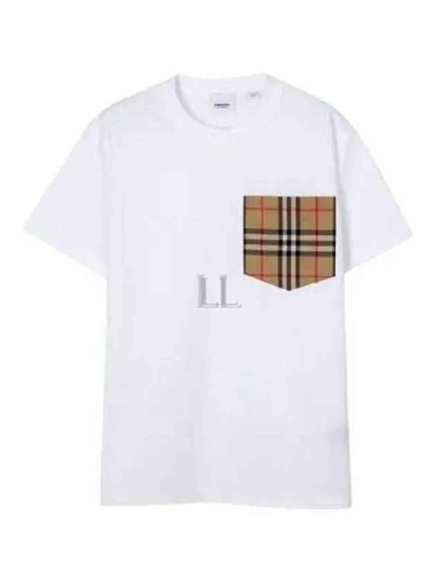 Check Pocket Crew Neck Cotton Short Sleeve T-Shirt White - BURBERRY - BALAAN 2