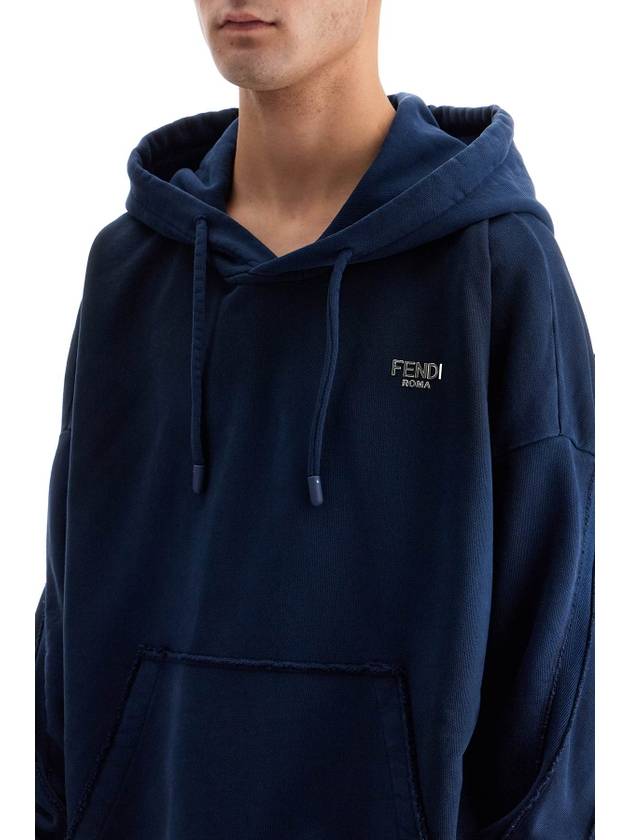 Oversized Drawstring Hoodie Blue - FENDI - BALAAN 5