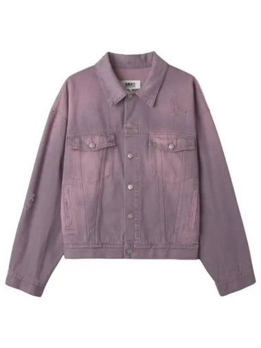 MM6 Distressed Button Denim Jacket Pink - MAISON MARGIELA - BALAAN 1