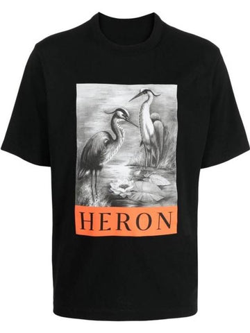 Logo Graphic Printed Short Sleeve T-Shirt Black - HERON PRESTON - BALAAN 1