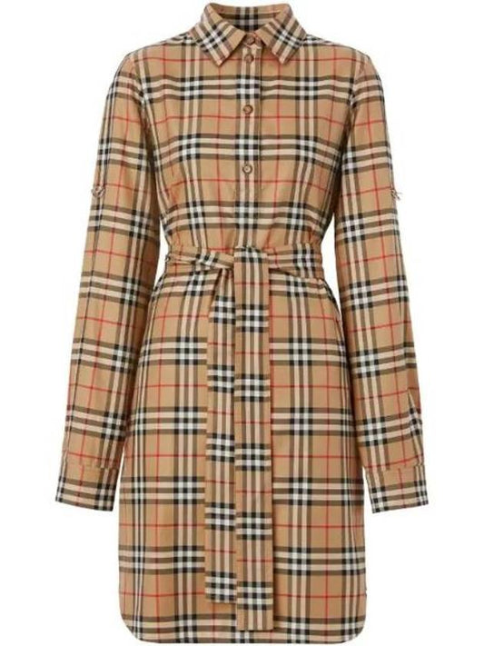 Vintage Check Belted Short Dress Beige - BURBERRY - BALAAN 1