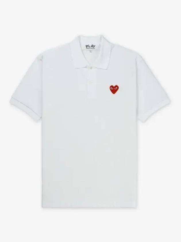 Heart Wappen Short Sleeve Polo Shirt White - COMME DES GARCONS PLAY - BALAAN 2