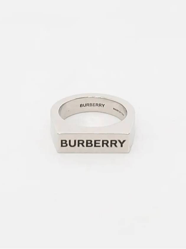 Engraved Palladium Plated Signet Ring Silver - BURBERRY - BALAAN 3