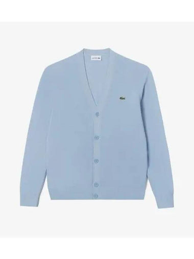 Men s lecture pique solid cardigan light blue - LACOSTE - BALAAN 1