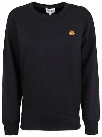 Tiger Logo Patch Cotton Sweatshirt Black - KENZO - BALAAN 1