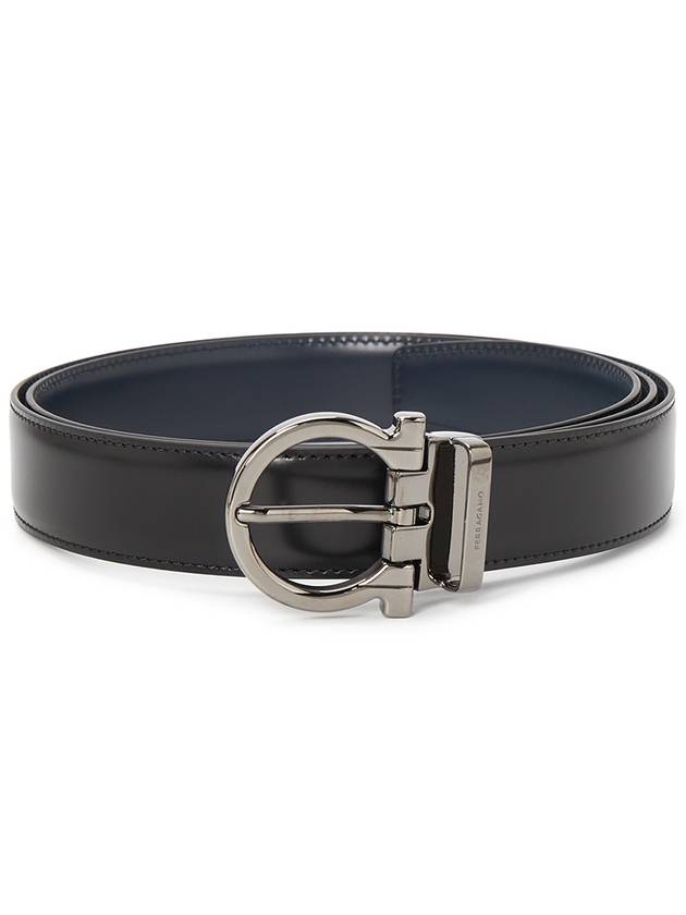 Gancini Reversible Leather Belt Black - SALVATORE FERRAGAMO - BALAAN 2