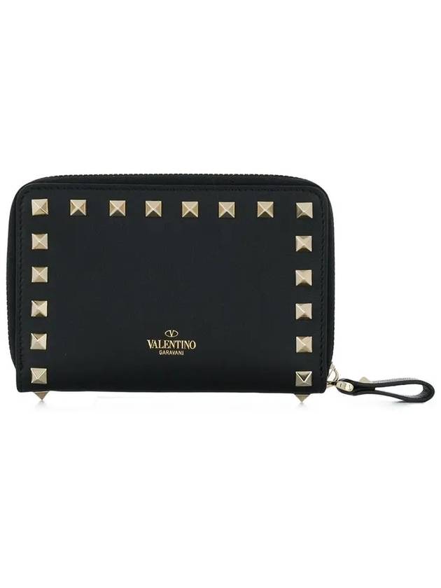 Rockstud Coin Zipper Medium Wallet Black - VALENTINO - BALAAN 3