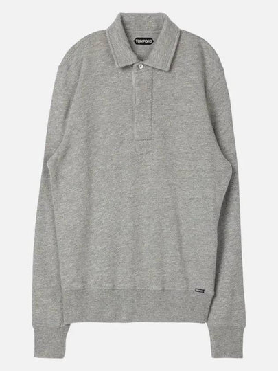 Cotton Long Sleeve Polo Shirt Grey - TOM FORD - BALAAN 2