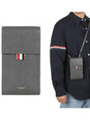 Three Stripes Strap Leather Phone Case Grey - THOM BROWNE - BALAAN.