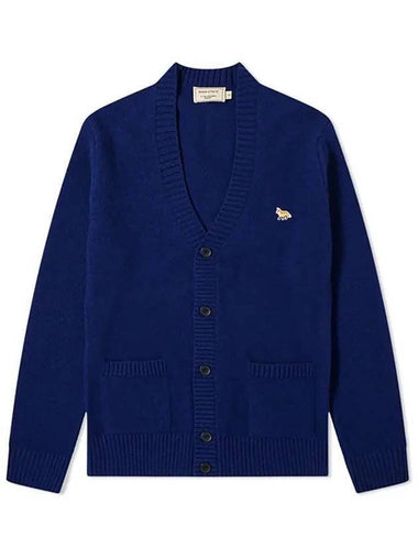 Men's Navy Profile Fox Wool Cardigan Navy - MAISON KITSUNE - BALAAN 1