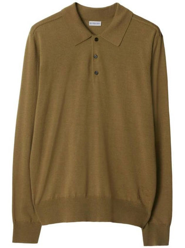 Wool Long Sleeve Polo Knit Top Brown - BURBERRY - BALAAN 1