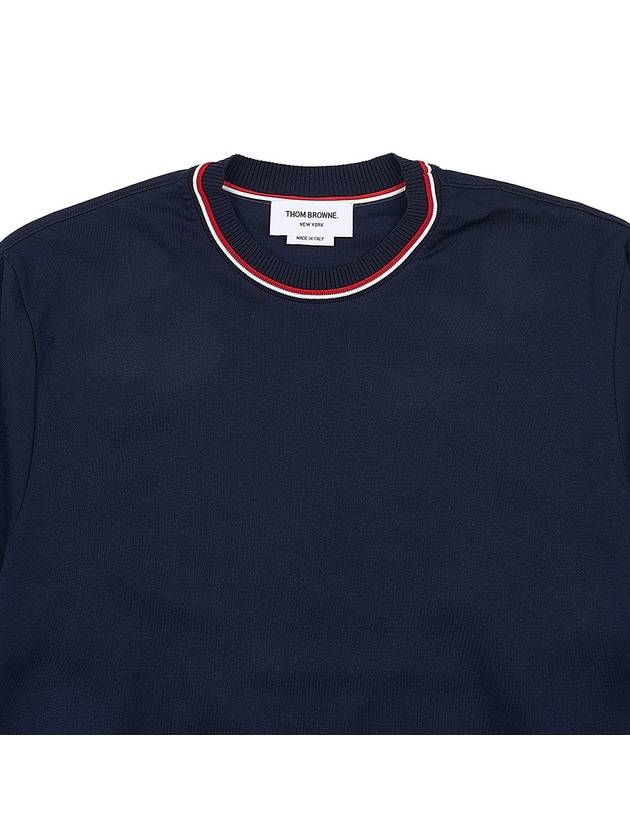 Logo Tab RWB Stripe Trimming Knit Top Navy - THOM BROWNE - BALAAN 4