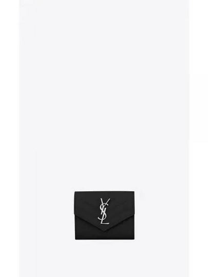 Silver Matelasse monogram compact 3-fold Half half wallet black - SAINT LAURENT - BALAAN 2