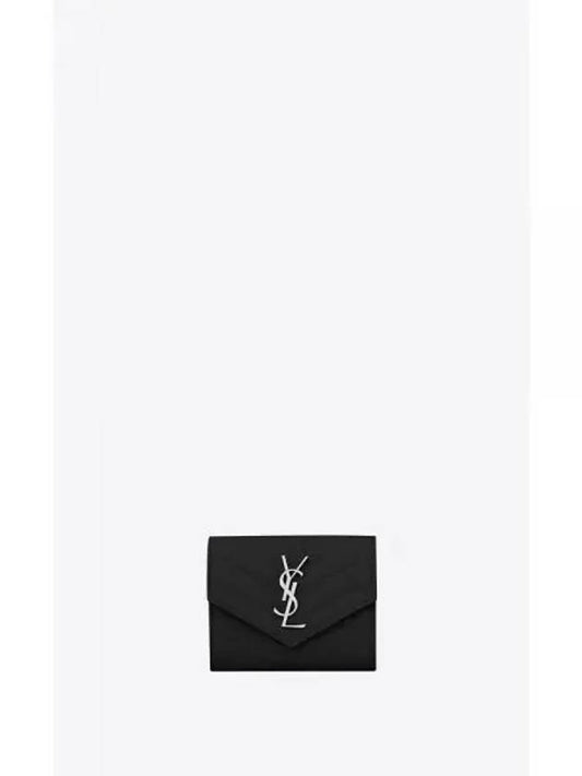 Silver Matelasse monogram compact 3-fold Half half wallet black - SAINT LAURENT - BALAAN 2