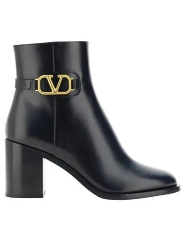 V Logo Signature Middle Boots Black - VALENTINO - BALAAN 1