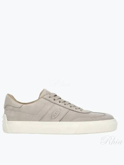 Embossed Logo Grained Leather Low Top Sneakers Light Grey - TOD'S - BALAAN 2