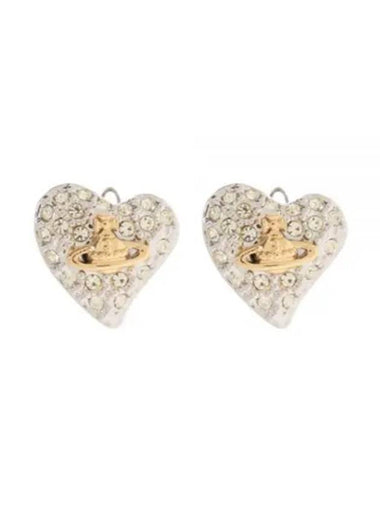 Women's Tiny Diamante Heart Earrings Silver - VIVIENNE WESTWOOD - BALAAN 1