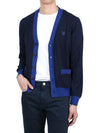 Bold Fox Head Patch Two-Tone Cardigan Ink Blue - MAISON KITSUNE - BALAAN 4